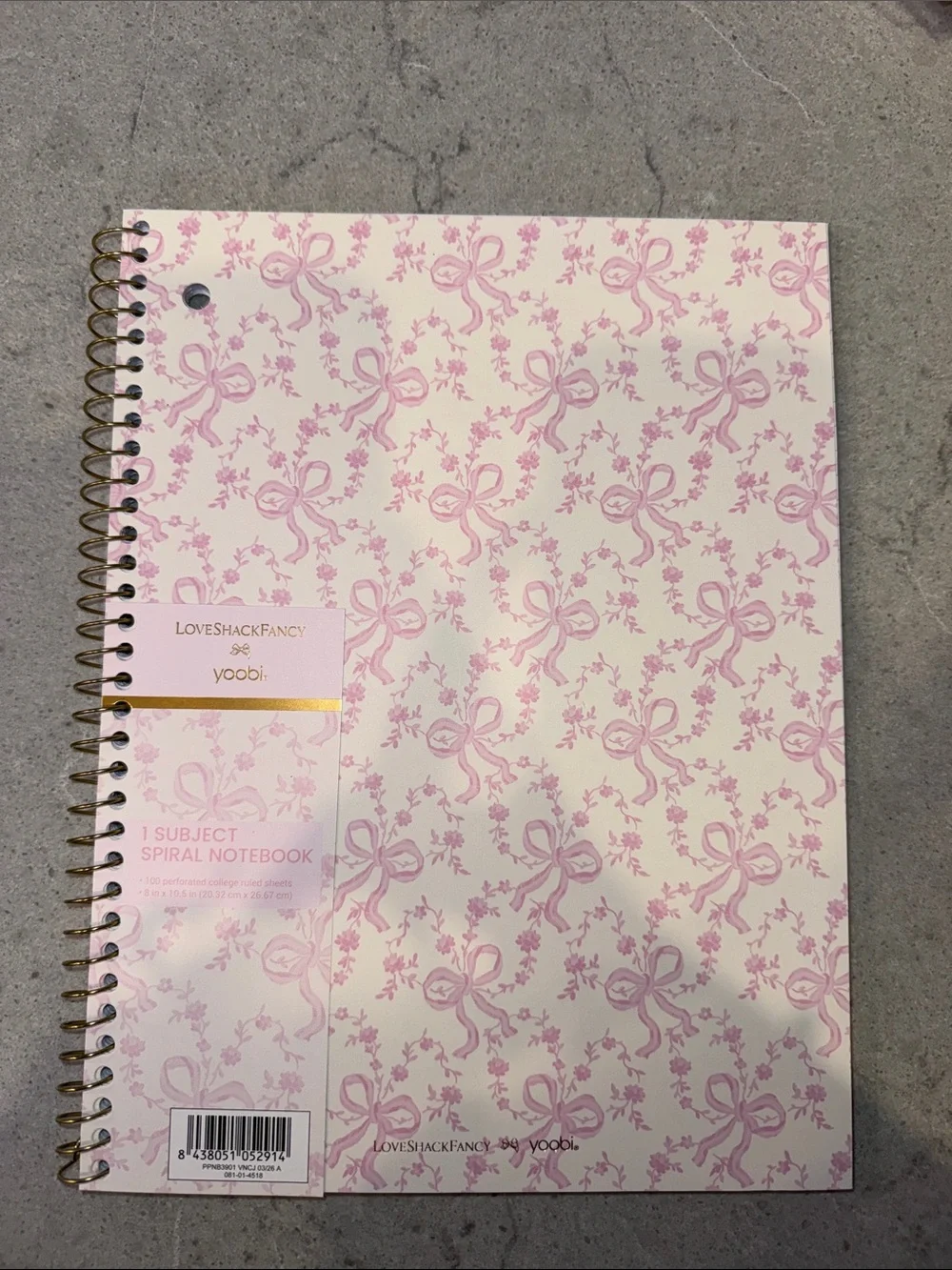 LoveShackFancy Pink and Cream Spiral Notebook